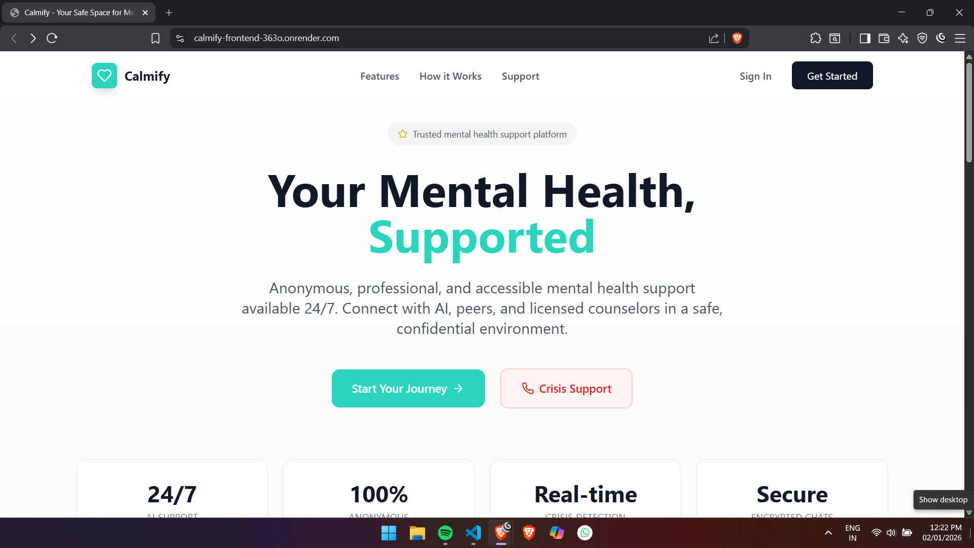 Calmify – Mental Health Support Platform